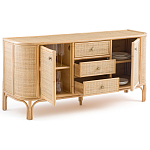 Длинный комод из ротанга с дверцами и ящиками Simone Rattan Chest of Drawers варинант исполнения - 3 | Loft Concept в Тюмени