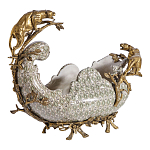 Чаша для фруктов из фарфора бронзовыми фигурками леопардов Eden Garden варинант исполнения - 2 | Loft Concept в Тюмени