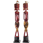 Комплект из 2-х деревянных статуэток Asmat Tall Red Statuettes варинант исполнения - 1 | Loft Concept в Тюмени