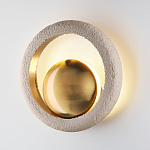 Бра с бежевым текстурным кольцом и латунным шаром в центре Tactile  варинант исполнения - 3 | Loft Concept в Тюмени