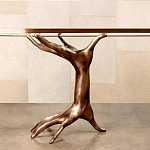 Обеденный стол с фигурным декором бронзового цвета Dichotomy racetrack варинант исполнения - 2 | Loft Concept в Тюмени