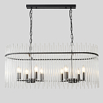 Люстра подвесная овальная со стеклянными прозрачными трубками и металлическим каркасом черного цвета Nembus варинант исполнения - 1 | Loft Concept в Тюмени