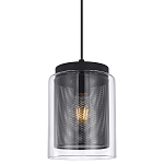 Подвесной светильник с сетчатым металлическим плафоном цилиндрической формы черный Metal Mesh варинант исполнения - 1 | Loft Concept в Тюмени