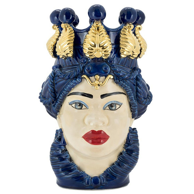 Ваза Vase Moro Lady Ltd Blue Бежевый Синий Золотой Ваза Vase Moro Lady Ltd Blue Бежевый Синий Золотой в Тюмени | Loft Concept