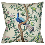 Подушка декоративная с изображением птицы в саду Beige Chinoiserie Blue Bird in the Garden Cushion варинант исполнения - 1 | Loft Concept в Тюмени