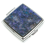 Таблетница карманная квадратная c 2-мя отделениями с зеркалом и накладкой из натурального камня Лазурит Silver Stone Pillboxes варинант исполнения - 1 | Loft Concept в Тюмени