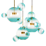 Люстра подвесная с прозрачными бирюзовыми стеклянными шарами и круглым основанием 3 лампы Giopato & Coombes варинант исполнения - 5 | Loft Concept в Тюмени