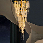 Люстра многоярусная с каркасом из металла и прозрачными подвесками FAIRYTREE Light варинант исполнения - 2 | Loft Concept в Тюмени