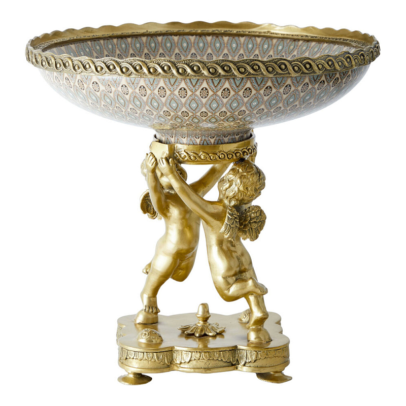 Чаша фарфоровая на двух бронзовых ангелах Eden Garden Бронза Мульти в Тюмени | Loft Concept 