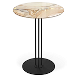 Стол журнальный круглый с бежевой столешницей из стекла Beige Marble варинант исполнения - 1 | Loft Concept в Тюмени