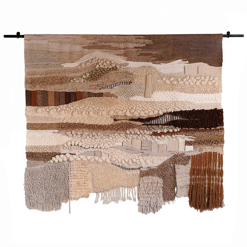 Тканый вручную монументальный настенный гобелен Earth Flow Коричневый Бежевый в Тюмени | Loft Concept 