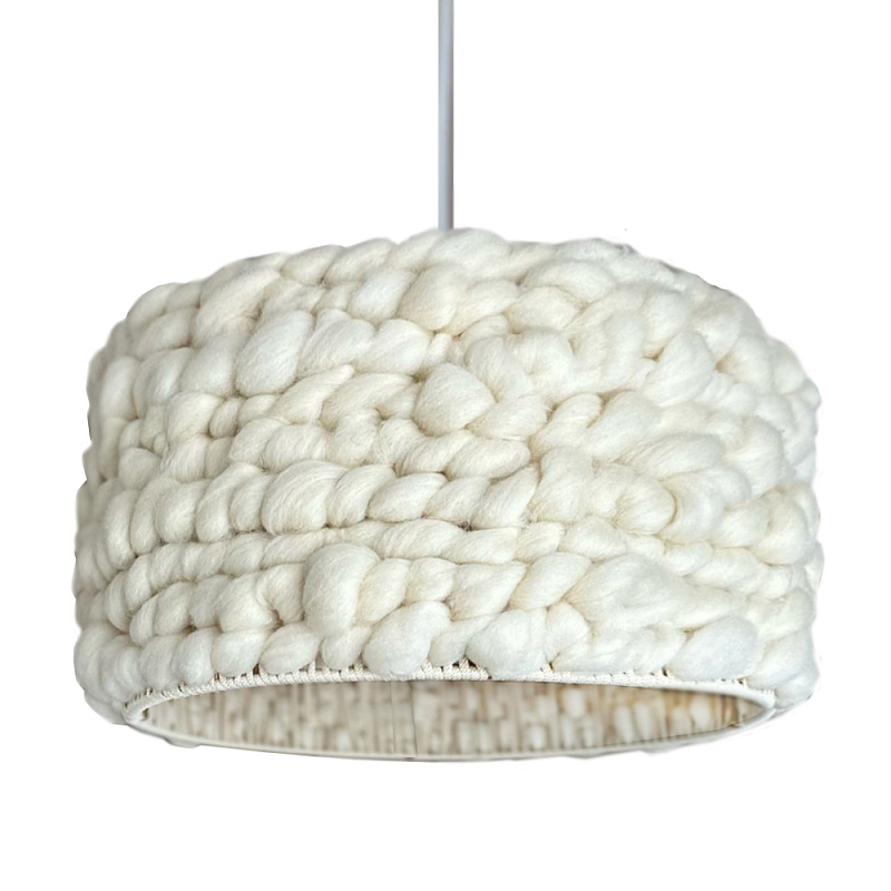 Вязаный шерстяной светильник Knitted wool lamp Cylinder Молочный Вязаный шерстяной светильник Knitted wool lamp Cylinder Молочный в Тюмени | Loft Concept