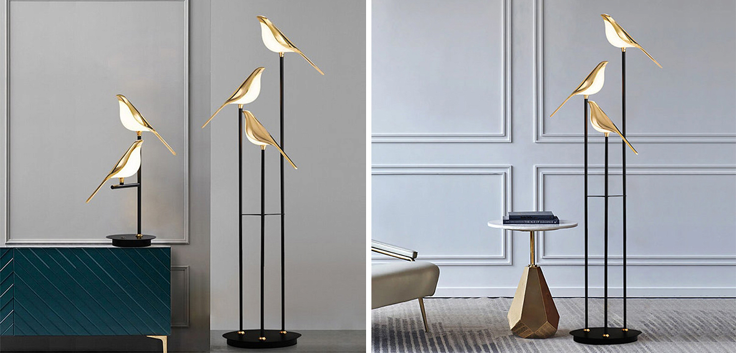 Торшер с золотыми птичками NOMI Three birds Торшер с золотыми птичками NOMI Three birds - Loft-Concept в Тюмени