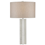 Настольная лампа мраморная с тканевым цилиндрическим абажуром Sharpened варинант исполнения - 3 | Loft Concept в Тюмени