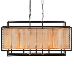 Люстра прямоугольной формы с чёрным каркасом и вставкой из плетеного материала Cage for Light варинант исполнения - 1 | Loft Concept в Тюмени