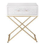 Приставной столик с выдвижным ящиком  White Table Carved Pattern варинант исполнения - 4 | Loft Concept в Тюмени