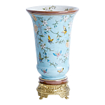 Ваза из голубого фарфора с бронзовыми элементами Blue Garden варинант исполнения - 2 | Loft Concept в Тюмени