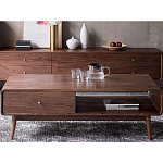 Кофейный стол из дерева с ящиком и нишей для хранения Coffee Walnut Table варинант исполнения - 1 | Loft Concept в Тюмени