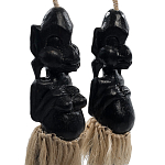 Комплект из 2-х деревянных статуэток Asmat Straw Headdress Statuettes Black варинант исполнения - 3 | Loft Concept в Тюмени