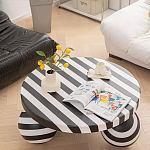 Дизайнерский журнальный стол круглый в чёрно-белую полоску Mypel варинант исполнения - 1 | Loft Concept в Тюмени