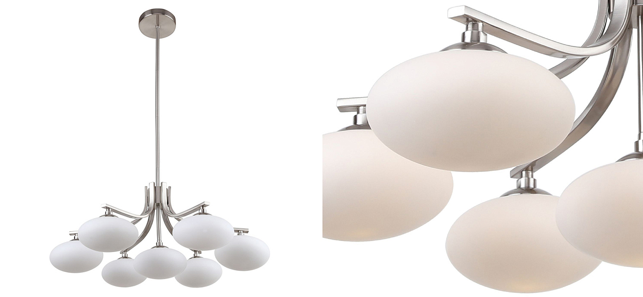 Люстра с овальными белыми плафонами Mushrooms Lamp Люстра с овальными белыми плафонами Mushrooms Lamp - Loft-Concept в Тюмени