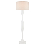 Торшер белый с тканевым абажуром на деревянном основании Graceful Silhouette варинант исполнения - 3 | Loft Concept в Тюмени