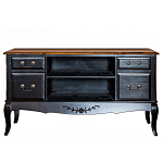 ТВ-тумба черная из массива березы с 4-мя ящиками и 2-мя полками в стиле прованс Vintage  варинант исполнения - 1 | Loft Concept в Тюмени