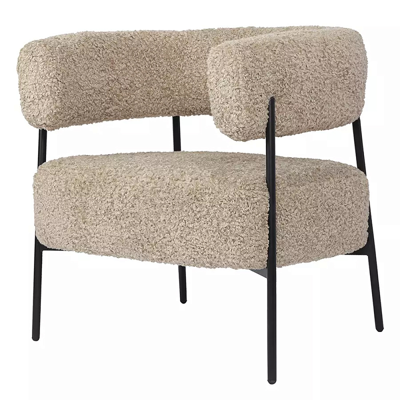 Кресло полукруглое мягкое с буклированной обивкой Armchair with Boucle Upholstery Бежевый Кресло полукруглое мягкое с буклированной обивкой Armchair with Boucle Upholstery Бежевый в Тюмени | Loft Concept