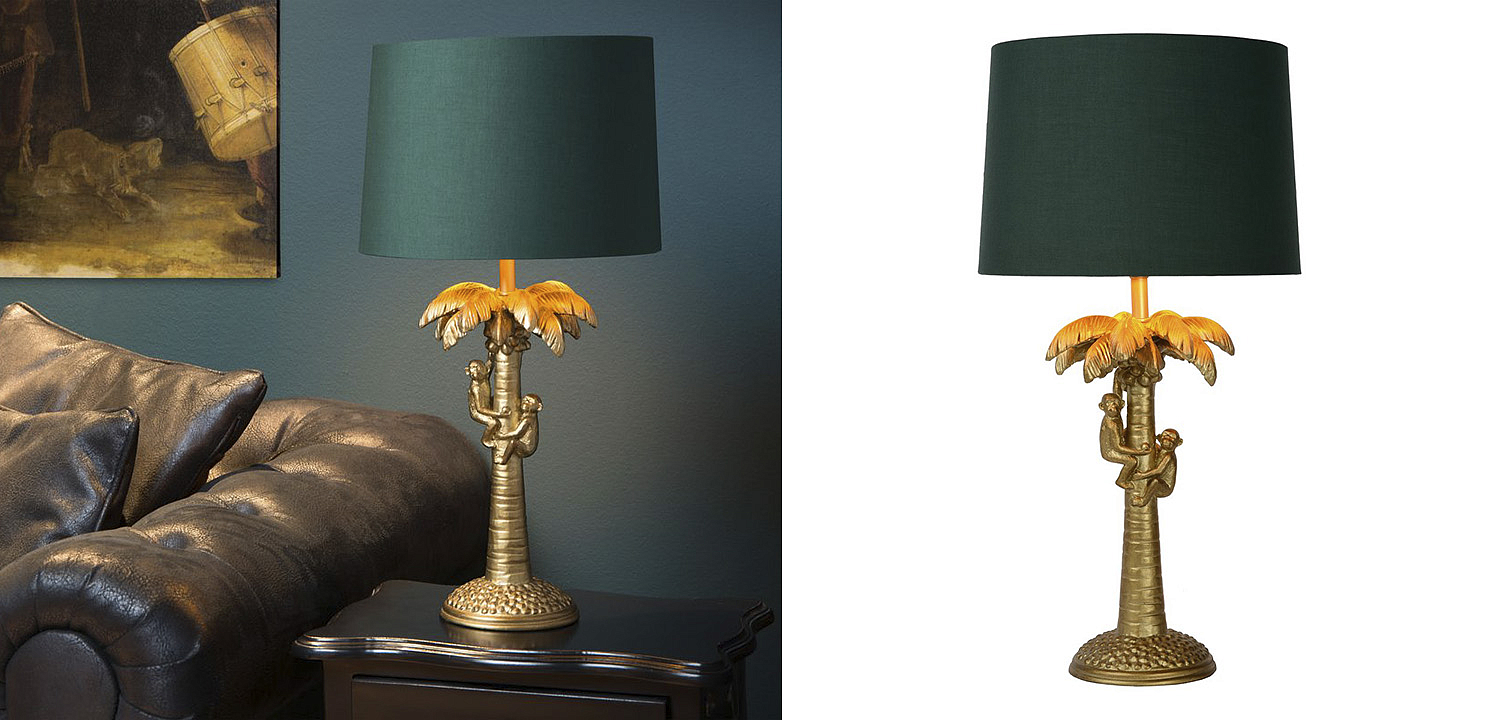 Настольная лампа Пальма Monkeys on a palm table lamp green Настольная лампа Пальма Monkeys on a palm table lamp green - Loft-Concept в Тюмени