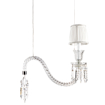 Подвесной светильник с белым текстильным абажуром и изогнутым хрустальным основанием с подвесками Lustre Reverie варинант исполнения - 1 | Loft Concept в Тюмени