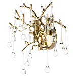 Бра в форме ветвей деревьев золотого цвета с прозрачными подвесками-каплями Droplet Bra варинант исполнения - 1 | Loft Concept в Тюмени