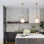 Подвесной светильник с белым плафоном в форме шара в арочной подвеске Hinkley варинант исполнения - 19 | Loft Concept в Тюмени