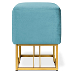 Пуф квадратный голубой велюр на золотом металлическом основании Celeste Blue варинант исполнения - 2 | Loft Concept в Тюмени