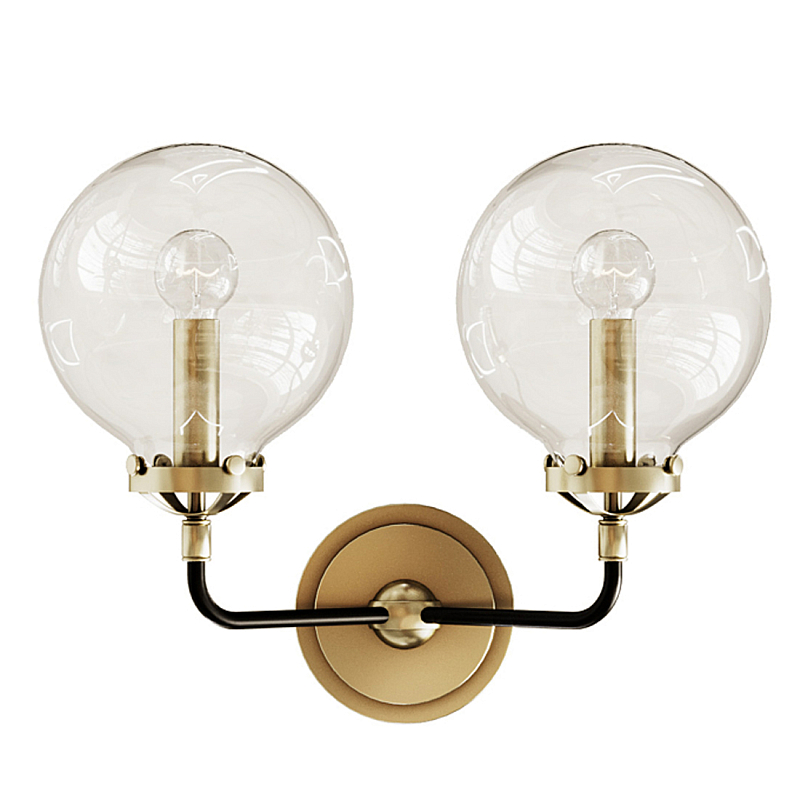 Бра Бистро Globe Clear Glass Double Sconce Brass  в Тюмени | Loft Concept 