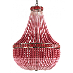 Люстра каплевидной формы украшенная круглыми бусинами Wooden Beads Chandelier Red Pink варинант исполнения - 1 | Loft Concept в Тюмени