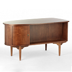 Дизайнерский письменный стол округлой формы с 4-мя ящиками и дверкой с полочками Rili варинант исполнения - 1 | Loft Concept в Тюмени