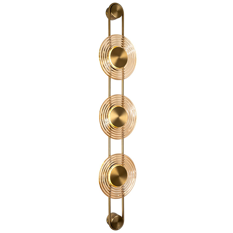 Бра со стеклянными плафонами в форме дисков Savio Brown Glass Trio Disc Light Светло-коричневый Латунь Бра со стеклянными плафонами в форме дисков Savio Brown Glass Trio Disc Light Светло-коричневый Латунь в Тюмени | Loft Concept