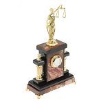 Часы настольные бронзовые из натурального камня Яшма с декором в виде Фемиды Themis Stone Clock варинант исполнения - 2 | Loft Concept в Тюмени