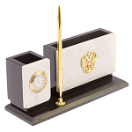 Настольный письменный набор из мрамора с часами и ручкой Marble Accessory варинант исполнения - 2 | Loft Concept в Тюмени