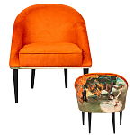 Кресло из натурального бука оранжевое с цветным принтом Impressionism in Art варинант исполнения - 2 | Loft Concept в Тюмени
