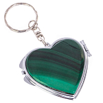 Зеркало брелок складное двухстороннее в форме сердца из натурального камня Малахит Stone Mirrors варинант исполнения - 1 | Loft Concept в Тюмени