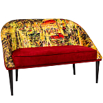 Диван двухместный из натурального бука красный с цветным принтом Impressionism in Art варинант исполнения - 3 | Loft Concept в Тюмени