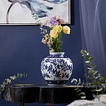 Ваза округлой формы с бело-синим цветочным орнаментом Blue & White Ornament  варинант исполнения - 2 | Loft Concept в Тюмени
