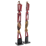 Комплект из 2-х деревянных статуэток Asmat Tall Red Statuettes варинант исполнения - 2 | Loft Concept в Тюмени