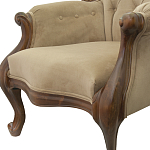 Кресло с мягкой обивкой из светло-коричневого велюра на 4-х деревянных ножках Evelyn Classical Armchair варинант исполнения - 4 | Loft Concept в Тюмени
