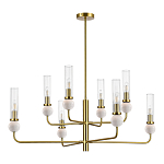 Люстра с 8-ю плафонами в форме стеклянных трубок и мраморных декоративных элементов Montreal варинант исполнения - 8 | Loft Concept в Тюмени