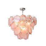 Люстра с каскадом из круглых розовых стеклянных дисков Pink Light Waterfall варинант исполнения - 3 | Loft Concept в Тюмени