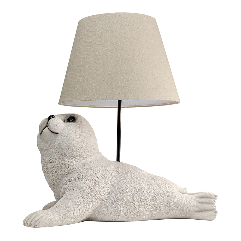 Настольная лампа в детскую Белый морской котик Бежевый Молочный в Тюмени | Loft Concept 