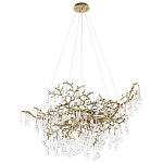Подвесная люстра в виде ветвей деревьев золотого цвета с прозрачными подвесками-каплями 10 и 14 ламп Droplet Chandelier варинант исполнения - 3 | Loft Concept в Тюмени