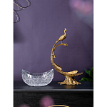 Чаша из прозрачного стекла на бронзовой подставке в виде павлина с рельефным хвостом Eden Garden варинант исполнения - 7 | Loft Concept в Тюмени